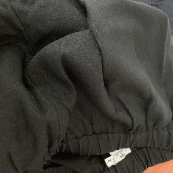 Hot Cotton Linen Wide Leg Cropped Elastic Waist Pants Culottes Medium Petite - Picture 8 of 8